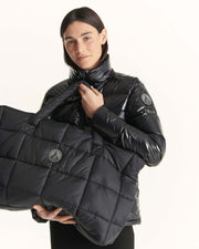 Sac avec des cristaux Swarovski®️ shopping Noir Leika 2.0